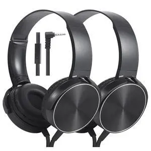 2 Pack Wired Classroom Headphones with Microphone for Kids All Ages K-12, Durable Students Computer Headphones for School, Library, Airplane, Online Learning and Travel (HY450, Black) 2 Pack Wired Classroom Headphones with Microphone for Kids All Ages K-12, Durable Students Computer Headphones for School, Library, Airplane, Online Learning and Travel (HY450, Black)