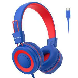 USB Type C Kids Headphones for School, Wired Toddler Headphones, 94dB Volume Limited, HD Stereo Sound, Foldable Lightweight On-Ear Wired Headphones for Kids/Children/Teens/Boys (Red Blue) USB Type C Kids Headphones for School, Wired Toddler Headphones, 94dB Volume Limited, HD Stereo Sound, Foldable Lightweight On-Ear Wired Headphones for Kids/Children/Teens/Boys (Red Blue)