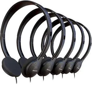 5 Pack Bulk Wired Headphones, On Ear with 3.5mm Jack, 4ft Tangle Free Cable, Comfortable Fit, Affordable and Cost Effective, Ideal for School Classroom Testing Students Events Groups, Black 5 Pack Bulk Wired Headphones, On Ear with 3.5mm Jack, 4ft Tangle Free Cable, Comfortable Fit, Affordable and Cost Effective, Ideal for School Classroom Testing Students Events Groups, Black