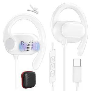 USB C Open-Ear Headphones with Adjustable Earhook, Mic & Volume Control, Wired Earbuds HiFi Stereo Anti-Hurt Ear On-Ear Earphone for iPhone 17 16 15/Samsung S26 Kids School Chromebook Travel USB C Open-Ear Headphones with Adjustable Earhook, Mic & Volume Control, Wired Earbuds HiFi Stereo Anti-Hurt Ear On-Ear Earphone for iPhone 17 16 15/Samsung S26 Kids School Chromebook Travel