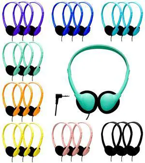 24 Pack Bulk Headphones for School Classroom, Adjustable On-Ear Headsets Wired Fit Kids to Adults, Wholesale Class Set Individually Packed8 Colors 24 Pack Bulk Headphones for School Classroom, Adjustable On-Ear Headsets Wired Fit Kids to Adults, Wholesale Class Set Individually Packed8 Colors