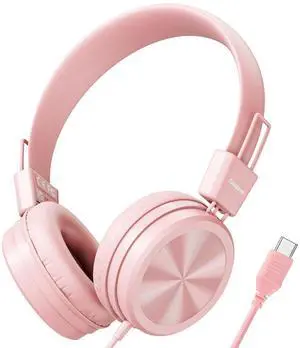 USB Type C Kids Headphones for School, 94dB Volume Limited, Kid Headphones with Usb C Cord, HD Stereo Sound,Foldable Lightweight On-Ear Wired Headphones for Kids/Children/Teens/Boys,Light Pink USB Type C Kids Headphones for School, 94dB Volume Limited, Kid Headphones with Usb C Cord, HD Stereo Sound,Foldable Lightweight On-Ear Wired Headphones for Kids/Children/Teens/Boys,Light Pink