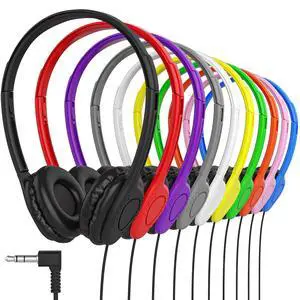 Headphones On-Ear Wired Headphones Adjustable Headband with Soft Faux Leather Cushions for School Classrooms, Libraries, Travel - 3.5mm Plug - 10 Pack - Multicolor Headphones On-Ear Wired Headphones Adjustable Headband with Soft Faux Leather Cushions for School Classrooms, Libraries, Travel - 3.5mm Plug - 10 Pack - Multicolor