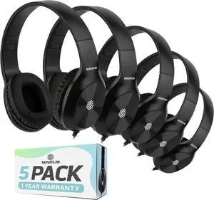 Bulk Kids Headphones for School with Microphones - 5-Pack On-Ear 3.5mm Wired Headphones for Schools -Comfy Wired Kids Headphones with in-Line Mics School Headphones for Kids Bulk Kids Headphones for School with Microphones - 5-Pack On-Ear 3.5mm Wired Headphones for Schools -Comfy Wired Kids Headphones with in-Line Mics School Headphones for Kids