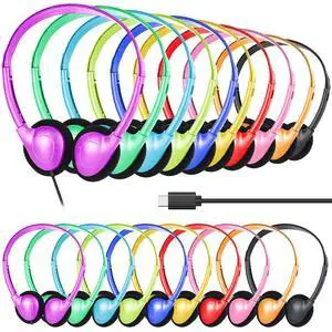 USB C Headphones Bulk 20 Pack for Classroom School Kids,On-Ear USB C Headphones Bulk 20 Pack for Classroom School Kids,On-Ear