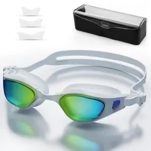 Polarized Swimming Goggles, Swim Goggles for Pool & Beach Anti-Fog, UV Protection, Leak-Proof & Comfort Fit, Wide View Swim Goggles for Women Men Adult YouthPearl White Polarized Swimming Goggles, Swim Goggles for Pool & Beach Anti-Fog, UV Protection, Leak-Proof & Comfort Fit, Wide View Swim Goggles for Women Men Adult YouthPearl White