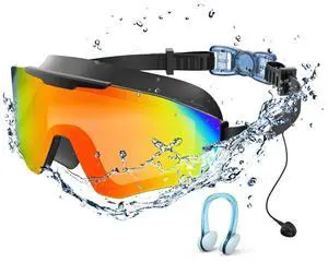 Swim Goggles with Earplugs, Wide View Anti Fog Anti UV Swimming Goggles for Kids, 3-Color UV Lens Swim Glasses for Men Women Kids (Gold, Kid) Swim Goggles with Earplugs, Wide View Anti Fog Anti UV Swimming Goggles for Kids, 3-Color UV Lens Swim Glasses for Men Women Kids (Gold, Kid)