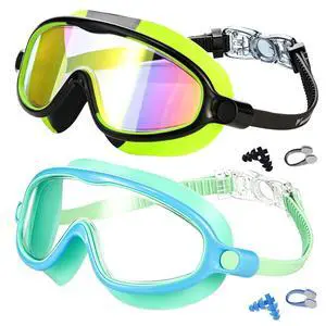 Swim Goggles 2 Pack Anti-Fog UV Protection Pool Water Kids Swimming Goggles for 3-15 Swim Goggles 2 Pack Anti-Fog UV Protection Pool Water Kids Swimming Goggles for 3-15