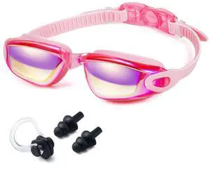 Swim Goggles for Adult Men Women Youth Kids Child with Earplug, Anti-Fog UV Protection Swimming Goggles with HD Lens, Adjustable Silicone Leak-Proof Ergonomic Design with Carry Case (Pink) Swim Goggles for Adult Men Women Youth Kids Child with Earplug, Anti-Fog UV Protection Swimming Goggles with HD Lens, Adjustable Silicone Leak-Proof Ergonomic Design with Carry Case (Pink)