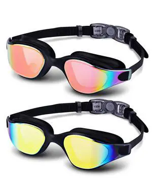 Adult swim goggles, wide frame anti-fog UV protection & 180° panoramic view goggles with one-click no-pull strap, swim goggles adult for men women swimming racing Adult swim goggles, wide frame anti-fog UV protection & 180° panoramic view goggles with one-click no-pull strap, swim goggles adult for men women swimming racing
