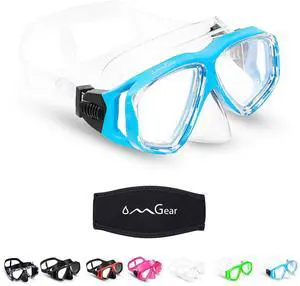 Diving Mask Swim Mask Snorkel Mask Swimming Goggles with Nose Cover Junior Adult Snorkeling Gear for Scuba Free Diving Spearfishing Neoprene Strap (Aqua) Diving Mask Swim Mask Snorkel Mask Swimming Goggles with Nose Cover Junior Adult Snorkeling Gear for Scuba Free Diving Spearfishing Neoprene Strap (Aqua)