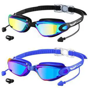 2 Pack Swim Goggles No Leak Anti-Fog & UV, Swimming Goggles for Adult Men Women, Wide Visio HD Mirror PC Lens (Black-Blue+Gold) 2 Pack Swim Goggles No Leak Anti-Fog & UV, Swimming Goggles for Adult Men Women, Wide Visio HD Mirror PC Lens (Black-Blue+Gold)