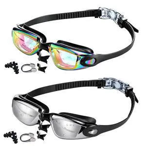 Swim Goggles, 2 Pack Unisex Adult Swimming Goggles No Leakage Anti Fog Wide View for Men Women Youth Swim Goggles, 2 Pack Unisex Adult Swimming Goggles No Leakage Anti Fog Wide View for Men Women Youth