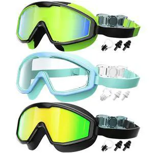 Kids Goggles Age 4-16, Anti-Fog UV 180°Clear View Kids Swim Goggles, 3 Pack Swimming Goggles Waterproof Pool Goggles for Boys Girls Toddler Kids Youth Kids Goggles Age 4-16, Anti-Fog UV 180°Clear View Kids Swim Goggles, 3 Pack Swimming Goggles Waterproof Pool Goggles for Boys Girls Toddler Kids Youth