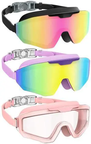 Swim Goggles Adult Goggles-for-Swimming: No Leak with UV400 Protection Anti Fog Wide View for Men and Women 3 Pack Swim Goggles Adult Goggles-for-Swimming: No Leak with UV400 Protection Anti Fog Wide View for Men and Women 3 Pack