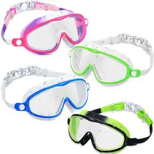 4 Pack Kids Swim Goggles Age 3-15 Antifog Wide View No Leaking Swimming Glasses with Adjustable Strap (Fresh Color) 4 Pack Kids Swim Goggles Age 3-15 Antifog Wide View No Leaking Swimming Glasses with Adjustable Strap (Fresh Color)