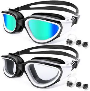 Pack Swim Goggles, Tenfold Long-Lasting Anti Fog Swimming Goggles for Adult Men Women No Leakage With Nose Clip Earplugs Pack Swim Goggles, Tenfold Long-Lasting Anti Fog Swimming Goggles for Adult Men Women No Leakage With Nose Clip Earplugs