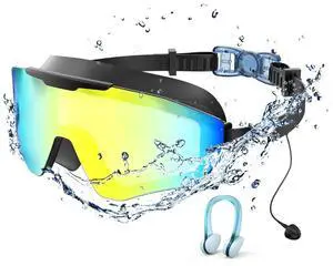 Swim Goggles with Earplugs, Wide View Anti Fog Anti UV Swimming Goggles, 3-Color UV Lens Swim Glasses for Men Women Adult (Cyan, Adult) Swim Goggles with Earplugs, Wide View Anti Fog Anti UV Swimming Goggles, 3-Color UV Lens Swim Glasses for Men Women Adult (Cyan, Adult)