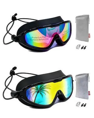 Swim Goggles with Bungee Strap No Leaking Anti Fog Swimming Goggles with Quick Adjust (Aqua & Birght Rose) Swim Goggles with Bungee Strap No Leaking Anti Fog Swimming Goggles with Quick Adjust (Aqua & Birght Rose)
