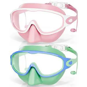 Swim Goggles with Nose Cover, 2 Pack Wide View Swimming Goggles for Kids 3-14 Anti-Fog/UV No Leak Swim Mask Boys Girls Youth Toddler Swim Goggles with Nose Cover, 2 Pack Wide View Swimming Goggles for Kids 3-14 Anti-Fog/UV No Leak Swim Mask Boys Girls Youth Toddler