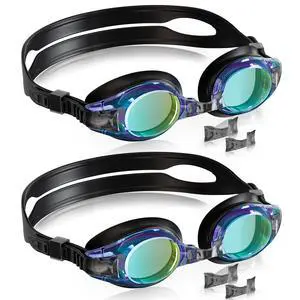 2 Pack Kids Goggles, Swimming Goggles for Kids Age 4-16 Boys and Girls Youth, Anti-Fog Pool Goggles, Blue Black 2 Pack Kids Goggles, Swimming Goggles for Kids Age 4-16 Boys and Girls Youth, Anti-Fog Pool Goggles, Blue Black