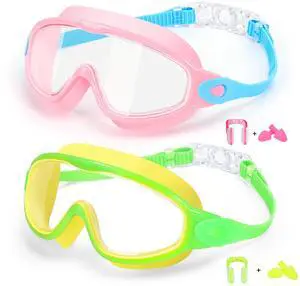 Goggles for Kids 6-14, 2 Pack Swimming Goggles, Clear Vision Anti-fog Pool Swim Goggles with Nose Cover Wide View Water Swim Mask for kids Toddler Girls Boys Teens age 4-7 8-14 8-12 3-5 3-6 Goggles for Kids 6-14, 2 Pack Swimming Goggles, Clear Vision Anti-fog Pool Swim Goggles with Nose Cover Wide View Water Swim Mask for kids Toddler Girls Boys Teens age 4-7 8-14 8-12 3-5 3-6