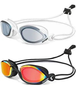 2 Pack Professional Racing Goggles Swimming Adult Men Women Youth, Anti-Fog UV Protection Clear View Mirrored Coating, 360° Foldable Adjustable Nose Bridge Suitable for Competition & Training 2 Pack Professional Racing Goggles Swimming Adult Men Women Youth, Anti-Fog UV Protection Clear View Mirrored Coating, 360° Foldable Adjustable Nose Bridge Suitable for Competition & Training