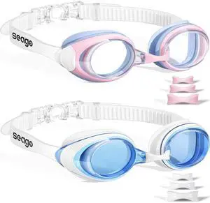 Swimming Goggles 2 Pack Anti Fog Goggles Swimming UV Protection Fit for Adult Men Women Youth Junior, No Leaking Soft Silicone Seal Flat Lens Clear Vision, 3 Sizes of Nose Bridge Swimming Goggles 2 Pack Anti Fog Goggles Swimming UV Protection Fit for Adult Men Women Youth Junior, No Leaking Soft Silicone Seal Flat Lens Clear Vision, 3 Sizes of Nose Bridge
