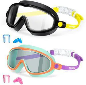 Kids Goggles for Swimming 2 Pack No Leaking Anti-Fog Outer Eye Fit with Wide View UV Protection Crystal Clear Watertight Swim Goggles with nose cover Suitable for Children Youth Boys Girls Age 3 to 14 Kids Goggles for Swimming 2 Pack No Leaking Anti-Fog Outer Eye Fit with Wide View UV Protection Crystal Clear Watertight Swim Goggles with nose cover Suitable for Children Youth Boys Girls Age 3 to 14