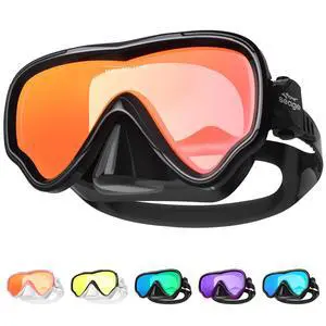 Swim Mask Swimming Goggles Adult Men Women with Nose Cover, Adult Swim Goggles Anti Fog 180° Clear View Tempered Glasses, Pool Underwater Men Women Goggles Mirrored Orange UV Protection No Leak Swim Mask Swimming Goggles Adult Men Women with Nose Cover, Adult Swim Goggles Anti Fog 180° Clear View Tempered Glasses, Pool Underwater Men Women Goggles Mirrored Orange UV Protection No Leak