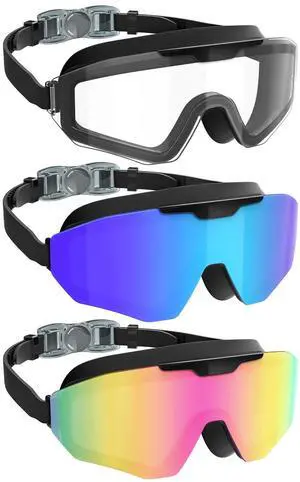 Swim Goggles Adult Goggles-for-Swimming: No Leak with UV400 Protection Anti Fog Wide View for Men and Women 3 Pack Swim Goggles Adult Goggles-for-Swimming: No Leak with UV400 Protection Anti Fog Wide View for Men and Women 3 Pack