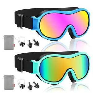 Kids Swim Goggles with Soft Fabric Strap, Anti-Fog No Leak Swimming Goggles Anti-UV Wide View for Boys Girls 3-14, 2 Pack with Portable Bags,Nose Clips Ear Plugs Kids Swim Goggles with Soft Fabric Strap, Anti-Fog No Leak Swimming Goggles Anti-UV Wide View for Boys Girls 3-14, 2 Pack with Portable Bags,Nose Clips Ear Plugs