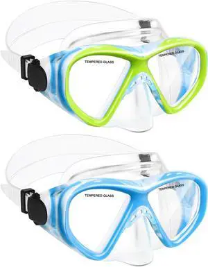 Kids Swim Goggles Snorkel Diving Mask for Boys Girls Ages 5-15, Anti-Fog Swimming Goggles with Nose Cover (2PCS Blue&Blue Green) Kids Swim Goggles Snorkel Diving Mask for Boys Girls Ages 5-15, Anti-Fog Swimming Goggles with Nose Cover (2PCS Blue&Blue Green)