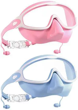Swim Goggles with Nose Cover for Adults, 2 Pack Wide View Swimming Goggles Anti-Fog/UV No Leak for Men & Women Swim Goggles with Nose Cover for Adults, 2 Pack Wide View Swimming Goggles Anti-Fog/UV No Leak for Men & Women