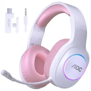 Wireless Gaming Headset Compatible with ps5/4, PC, USB-C & Bluetooth 5.4 & 2.4GHz Gaming Headphones with Noise Canceling Mic, 7.1 Virtual Surround,20ms Latency, 45H, RGB- Pink Wireless Gaming Headset Compatible with ps5/4, PC, USB-C & Bluetooth 5.4 & 2.4GHz Gaming Headphones with Noise Canceling Mic, 7.1 Virtual Surround,20ms Latency, 45H, RGB- Pink