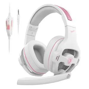 Stereo Gaming Headset for Xbox One PS4 PS5 Controller, Over Ear Headphone with Mic Noise Cancelling Headset for PC Xbox Series (White Pink) Stereo Gaming Headset for Xbox One PS4 PS5 Controller, Over Ear Headphone with Mic Noise Cancelling Headset for PC Xbox Series (White Pink)