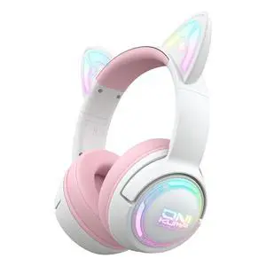 Wireless Cat Ear Gaming Headset with RGB Lights Tri-Mode (2.4G Wireless/Bluetooth/Wired) Over-Ear Headphones with Mic, 50mm Drivers, Low Latency, Long Battery, Type-C Fast Charging (Pink) Wireless Cat Ear Gaming Headset with RGB Lights Tri-Mode (2.4G Wireless/Bluetooth/Wired) Over-Ear Headphones with Mic, 50mm Drivers, Low Latency, Long Battery, Type-C Fast Charging (Pink)