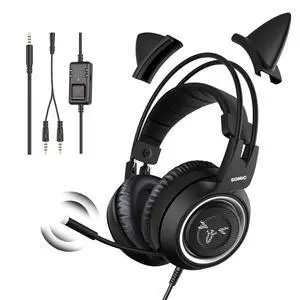 Stereo Gaming Headset with Mic for PS4, PS5, Xbox One, PC, Mobile Phone, 3.5MM Sound Detachable Cat Ear Headphones Lightweight Self-Adjusting Over Ear Office Headphones G951S Black Stereo Gaming Headset with Mic for PS4, PS5, Xbox One, PC, Mobile Phone, 3.5MM Sound Detachable Cat Ear Headphones Lightweight Self-Adjusting Over Ear Office Headphones G951S Black