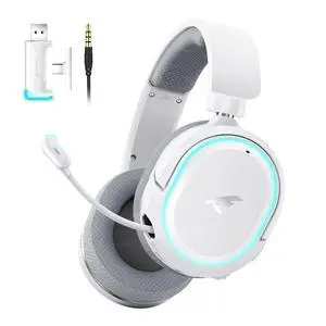 Wireless Gaming Headset, Over-Ear 7.1 Virtual Surround Sound, 2.4GHz/Bluetooth 5.4/Wired, 5ms Ultra-Low Latency, 100H Battery, ENC Noise-Canceling Mic, RGB, for PC PS5 PS4 Switch (Grey) Wireless Gaming Headset, Over-Ear 7.1 Virtual Surround Sound, 2.4GHz/Bluetooth 5.4/Wired, 5ms Ultra-Low Latency, 100H Battery, ENC Noise-Canceling Mic, RGB, for PC PS5 PS4 Switch (Grey)