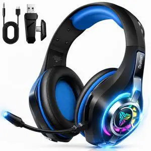 2.4GHz Wireless Gaming Headsets for PS5/PS4/Switch, New RGB Bluetooth 5.4 Noise Cancelling Gaming Headphones with 7.1 Surround Sound, 40mm Drivers, 276g Ultraligero, Memory Foam, 40Hrs Audífonos Gamer 2.4GHz Wireless Gaming Headsets for PS5/PS4/Switch, New RGB Bluetooth 5.4 Noise Cancelling Gaming Headphones with 7.1 Surround Sound, 40mm Drivers, 276g Ultraligero, Memory Foam, 40Hrs Audífonos Gamer