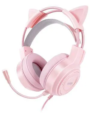 Upgraded Pink Gaming Headset for PS4, PS5, Xbox One, PC, Switch, Laptop, Mobile Cat Ears, Noise-Canceling Mic, 7.1 Surround Sound, LED Light, Soft Memory Earmuffs for Ultimate Comfort Upgraded Pink Gaming Headset for PS4, PS5, Xbox One, PC, Switch, Laptop, Mobile Cat Ears, Noise-Canceling Mic, 7.1 Surround Sound, LED Light, Soft Memory Earmuffs for Ultimate Comfort