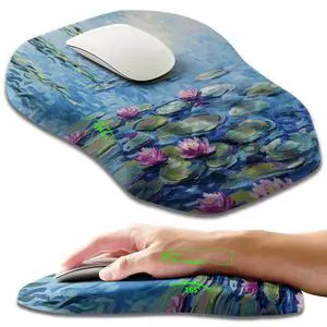 Ergonomic Slope Mouse Pad Wrist Support, Wrist Rest Mousepad for Carpal Tunnel Pain Relief with Massage Bulge and Slow Rebound Memory Foam (12x8 inch, Lotus Pond) Ergonomic Slope Mouse Pad Wrist Support, Wrist Rest Mousepad for Carpal Tunnel Pain Relief with Massage Bulge and Slow Rebound Memory Foam (12x8 inch, Lotus Pond)