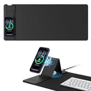 Mouse Pad with Magnetic Wireless Charging & Adjustable Phone Stand Mouse Pad with Magnetic Wireless Charging & Adjustable Phone Stand