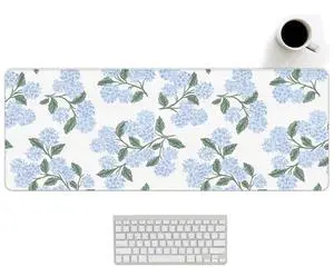 Blue Desk Mat, Hydrangea Mouse Pad Flroal Desk Matt for Desktop, Blue and White Extra Long Desks Mat Aesthetic Hydrangea Gifts Office Accessories for Women 31.5x11.8 Blue Desk Mat, Hydrangea Mouse Pad Flroal Desk Matt for Desktop, Blue and White Extra Long Desks Mat Aesthetic Hydrangea Gifts Office Accessories for Women 31.5x11.8