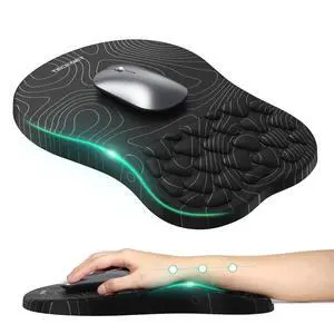 Ergonomic Mouse Pad with Wrist Rest, Soft Mousepad with Massage Design, Memory Foam and Non-Slip PU Base for Pain Relief, Gaming Mouse Pad for Desk, Home, Office, 12x8 Inches, Black White Ergonomic Mouse Pad with Wrist Rest, Soft Mousepad with Massage Design, Memory Foam and Non-Slip PU Base for Pain Relief, Gaming Mouse Pad for Desk, Home, Office, 12x8 Inches, Black White
