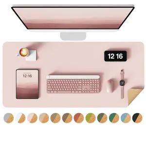 Double-Sided Desk Pad, 31.5"x15.7"Leather Desk Mat, Eco Cork Desk Pad Protector,Large Mouse Pad,Waterproof Desk Blotter for Office/Home(Pink) Double-Sided Desk Pad, 31.5"x15.7"Leather Desk Mat, Eco Cork Desk Pad Protector,Large Mouse Pad,Waterproof Desk Blotter for Office/Home(Pink)