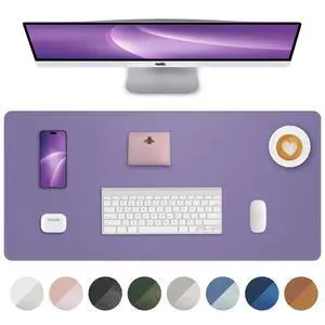 Leather Desk Pad Protector,Desk Mat,Large Mouse Pad, Non-Slip Desk Pad, Waterproof PU Leather Desk Blotter Mat, Desk Cover for Office and Home (Light Purple, 36" x 17") Leather Desk Pad Protector,Desk Mat,Large Mouse Pad, Non-Slip Desk Pad, Waterproof PU Leather Desk Blotter Mat, Desk Cover for Office and Home (Light Purple, 36" x 17")