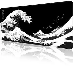 Gaming Mouse Pad for Desk,Large Mousepad Laptop,Black White Japanese Wave Anime Mouse Mat,Long XXL Waterproof Keyboard Pads,Big Non-Slip Computer Mousepads for Game Office Home31.5 x 11.9 in Gaming Mouse Pad for Desk,Large Mousepad Laptop,Black White Japanese Wave Anime Mouse Mat,Long XXL Waterproof Keyboard Pads,Big Non-Slip Computer Mousepads for Game Office Home31.5 x 11.9 in