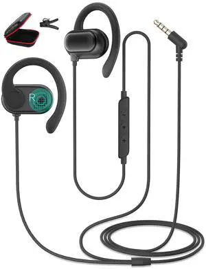 3.5mm Wired Earbuds Open Ear Headphones 5FT Long Earphones Black 3.5mm Wired Earbuds Open Ear Headphones 5FT Long Earphones Black