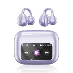 Clip On Ear Headphones, Open Ear Earbuds Wireless Bluetooth 5.4, Clip On Earbuds with LCD Touchscreen, Lightweight Comfort Open Ear Headphones for Pad Tablet Laptop Android/iOS Phones (Purple) Clip On Ear Headphones, Open Ear Earbuds Wireless Bluetooth 5.4, Clip On Earbuds with LCD Touchscreen, Lightweight Comfort Open Ear Headphones for Pad Tablet Laptop Android/iOS Phones (Purple)